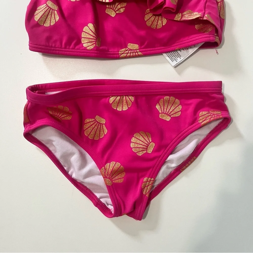 Boden Kids Bikini - Pink with Gold Shells
